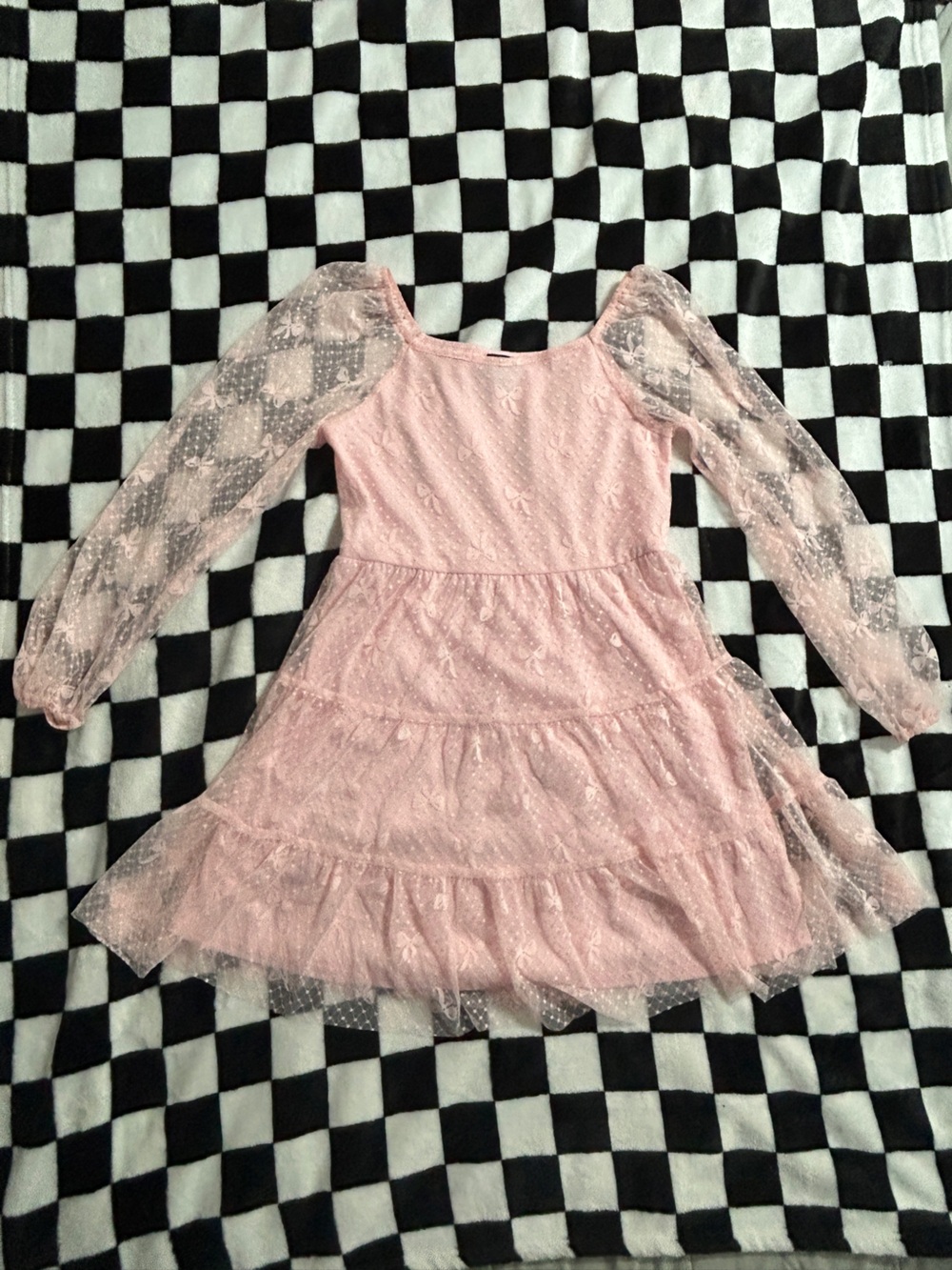 lilt Pink Lace Overlay Long-Sleeve Girl’s Dress Top